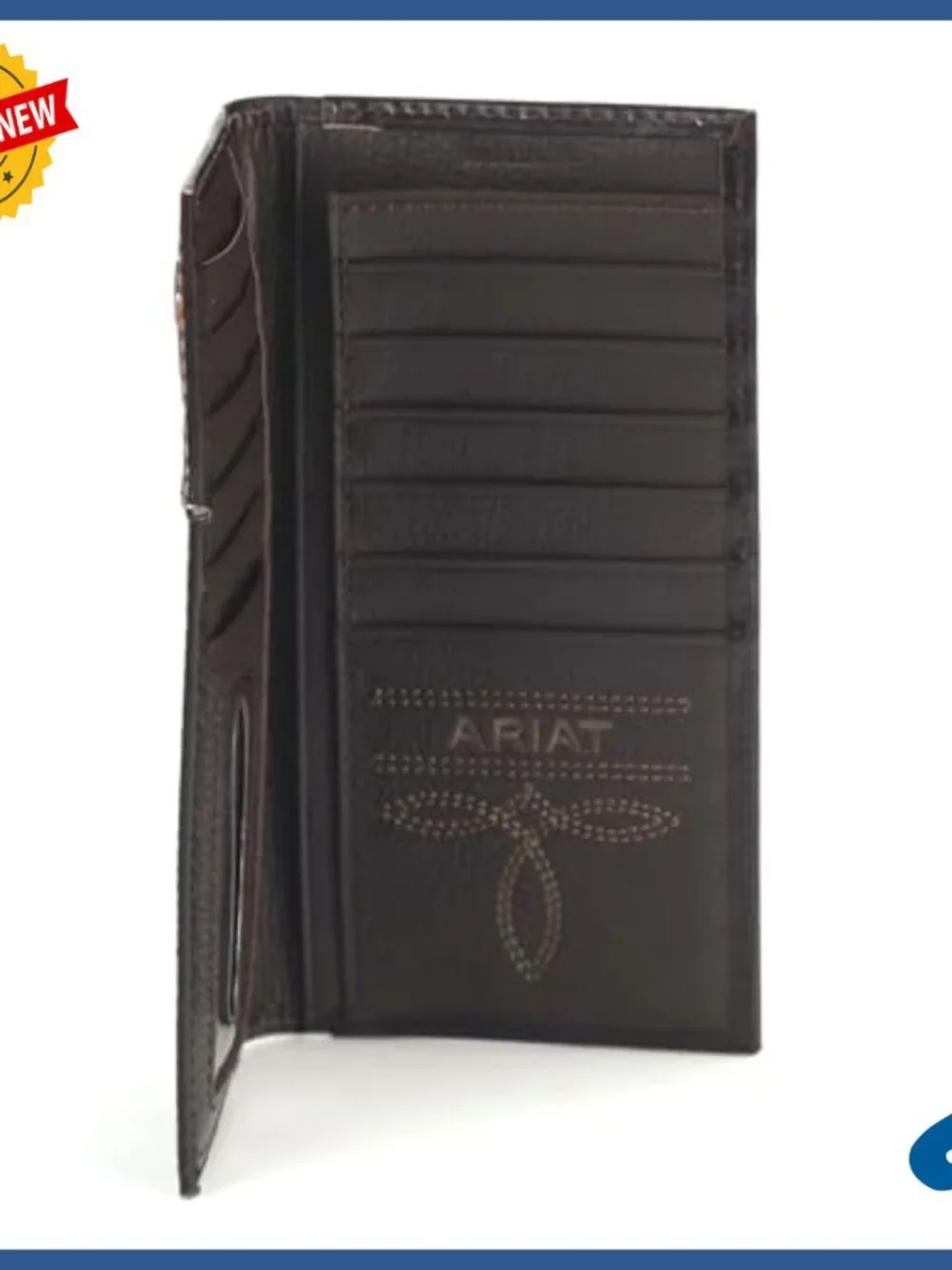 Genuine Leather Bi-Fold Wallet with Checkbook Holder and ID Pocket